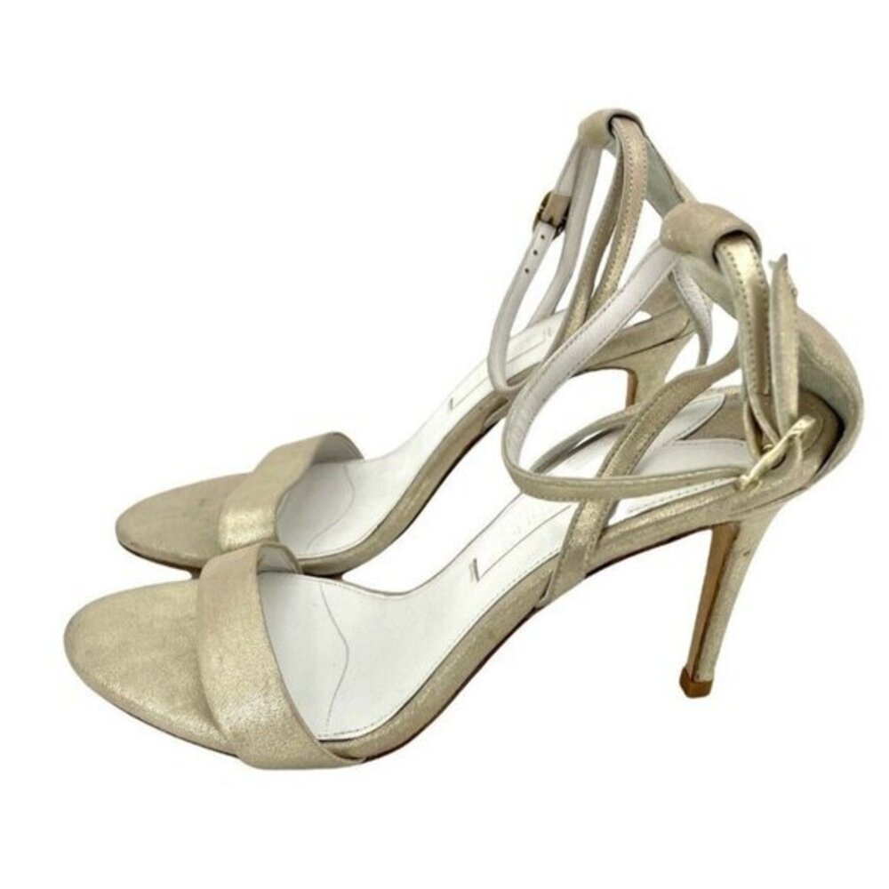 Topshop Heels Gold Shimmer Leather Strappy Sandals High Heel SZ 38 EU NEW